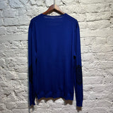 ALEXANDER MCQUEEN BLUE FINE KNIT JUMPER