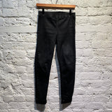 RICK OWENS DARK SHADOWS BLACK STICK CUT COATED COTTON STRETCH TROUSERS