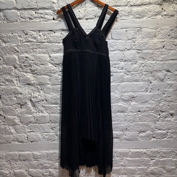 KARL LAGERFELD BLACK STUDS AND PLEATED DRESS