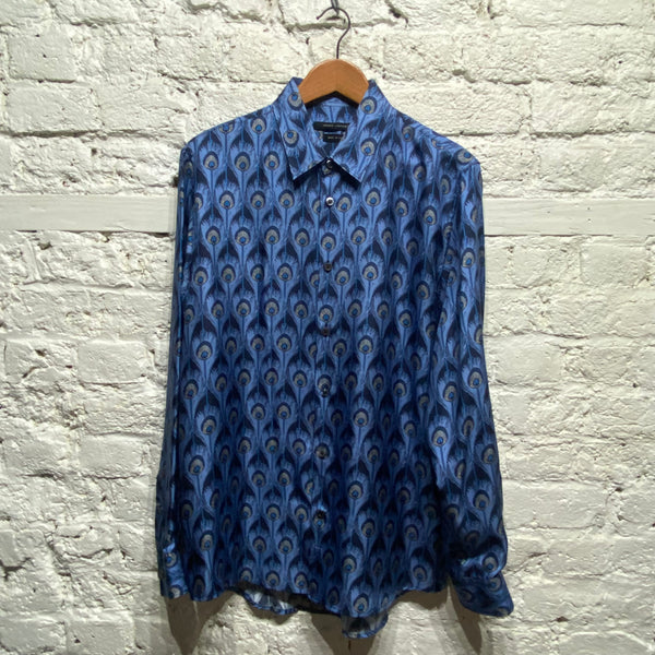 MARC JACOBS PEACOCK FEATHER PRINT SILK SHIRT