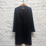 BIRGER + MIKKELSEN
BLACK/LUREX FROCK COAT 
SIZE 38