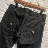 JUNYA WATANABE BLACK COTTON TROUSERS WITH BUTTON DETAILS