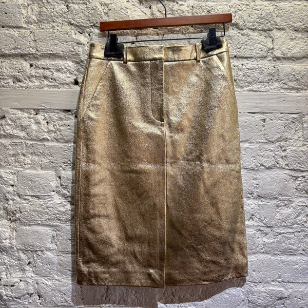 VERONICA BEARD	GOLD LEATHER SKIRT