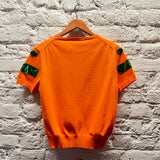 MARC JACOBS
ORANGE SHORT SLEEVE KNIT GREEN SEQUINS TOP