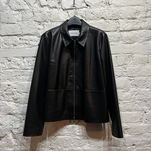 CALVIN KLEIN 
BLACK NAPPA LEATHER JACKET