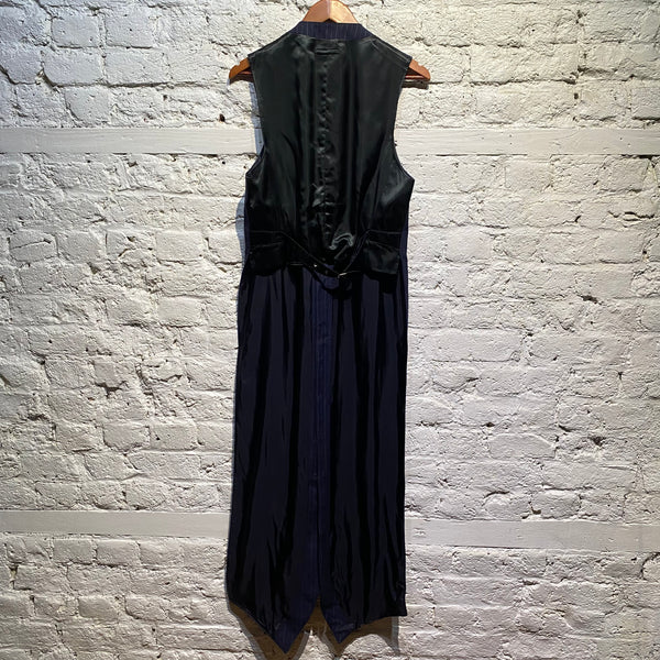 JEAN PAUL GAULTIER HOMME NAVY PINSTRIPE LONG FRONT GILET