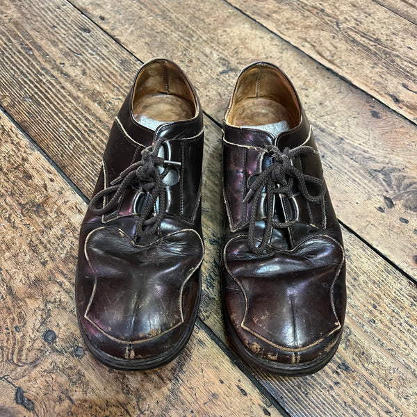 JOHN MOORE BROWN LEATHER TOE STRAP OXFORD SHOES