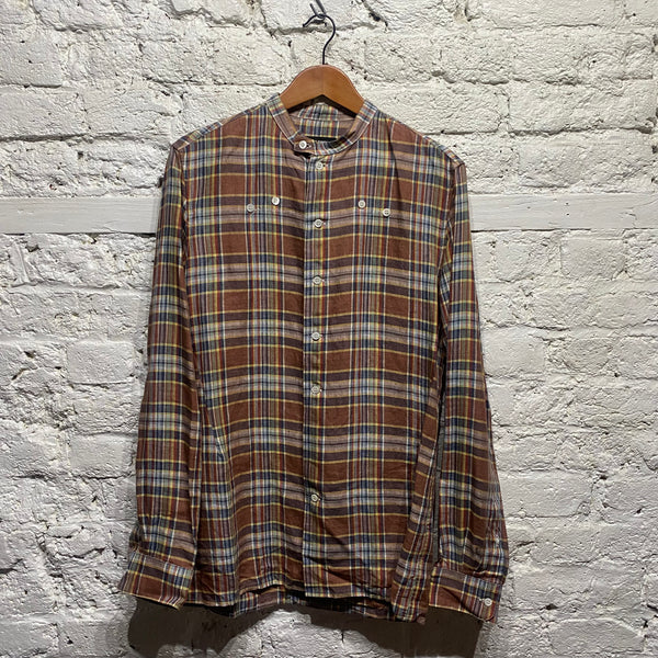 RAF SIMONS 
SS17 SLIMFIT LINEN CHECK SHIRT