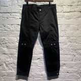 JUNYA WATANABE BLACK COTTON TROUSERS WITH BUTTON DETAILS
