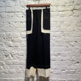 REJINA PYO BLACK/OFF WHITE TROUSERS