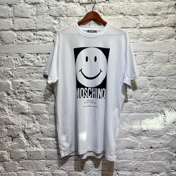 MOSCHINO 	COUTURE SMILEY WHITE T SHIRT