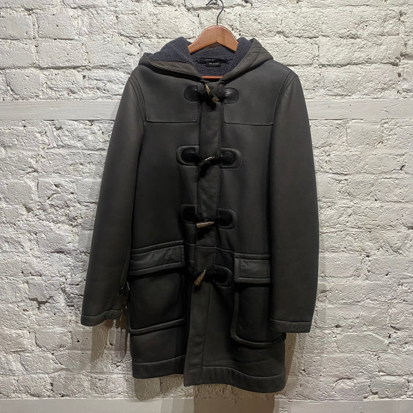 MARC JACOBS DARK GREY LEATHER DUFFLE COAT