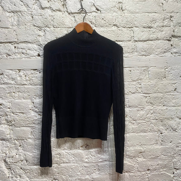 ALEXANDER MCQUEEN
BLACK RIB KNIT TURTLENECK TOP