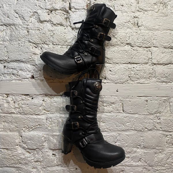 NEW ROCK
BLACK HEELED BOOTS