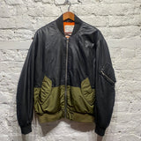 ALEXANDER MCQUEEN MCQ LAMB LEATHER BOMBER GREEN LOWER SECTION