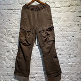 ENTIRE STUDIOS BROWN JERSEY CARGO TROUSERS