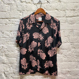 SANDRO 
BLACK/PINK PRINT VISCOSE SHIRT