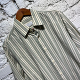 PRADA OLIVE/CREAM STRIPE SHIRT