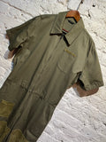 FENDI OLIVE GREEN COTTON/SUEDE S/S JUMPSUIT