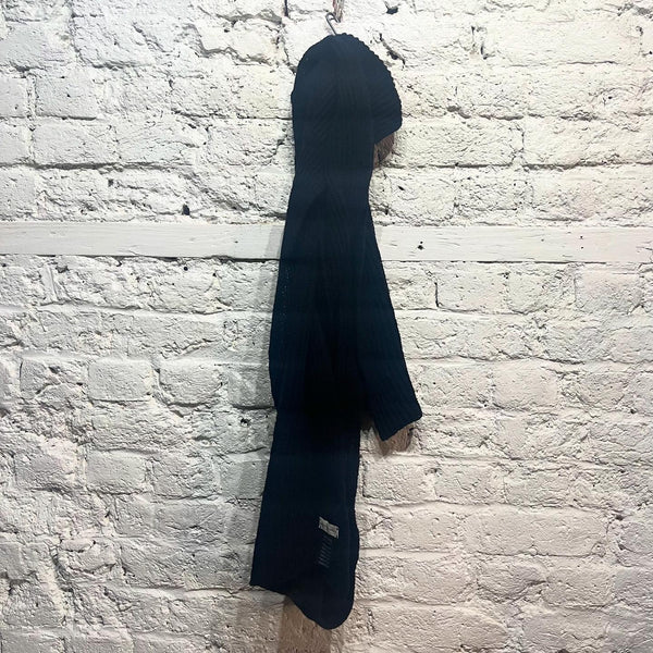 DRIES VAN NOTEN
BLACK RIBBED CASHMERE EXTRA LONG SCARF