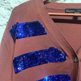 MARC JACOBS
BROWN AND BLUE SEQUIN CARDIGAN