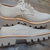 GRENSON 
PALE GREY CANVAS PLATFORM LACE SHOES