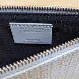 GIVENCHY 
GREY LEATHER G EMBOSSED CLUTCH