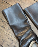 BY FAR
BLACK LEATHER HEELED KNEE BOOTS