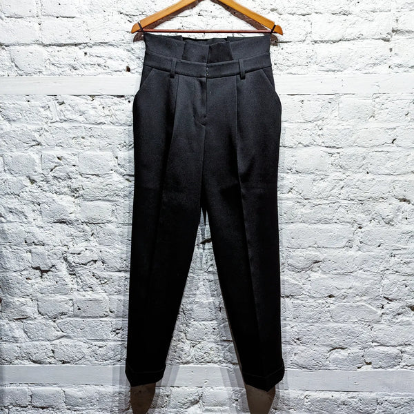 LANVIN
BLACK WOOL HIGH WAISTED TROUSERS