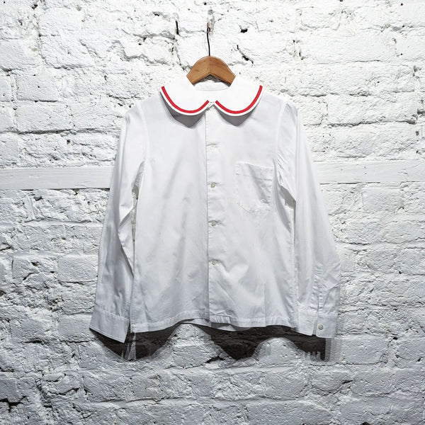 COMME DES GARÇONS
CDG WHITE COTTON SHIRT RED PIPING ROUND COLLAR