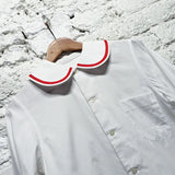 COMME DES GARÇONS
CDG WHITE COTTON SHIRT RED PIPING ROUND COLLAR