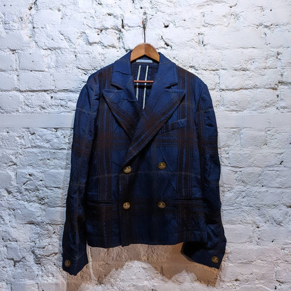 VIVIENNE WESTWOOD
BLUE BROWN SCOTTISH HAND WOVEN TARTAN DOUBLE BREASTED JACKET