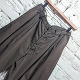 DRIES VAN NOTEN 
BROWN COTTON PLEAT FRONT TROUSERS