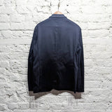 ALEXANDER MCQUEEN 
NAVY UNLINED COTTON BLAZER 
SIZE ITA 50