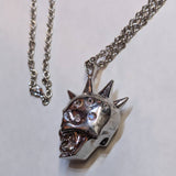 ALEXANDER MCQUEEN 
SILVER SKULL CRYSTAL EYES MOHAWK HEAVY PENDANT