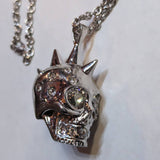 ALEXANDER MCQUEEN 
SILVER SKULL CRYSTAL EYES MOHAWK HEAVY PENDANT