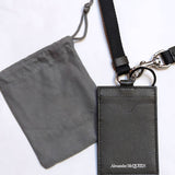 ALEXANDER MCQUEEN 
BLACK LEATHER KEY CHAIN & CARD HOLDER