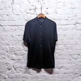 ALEXANDER MCQUEEN 
BLACK JERSEY SHORT SLEEVE SHIRT BUTTON DOWN COLLAR 
SIZE XXL