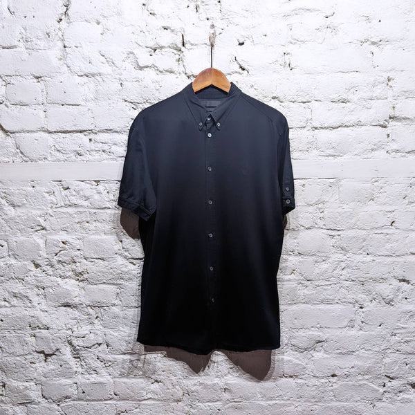 ALEXANDER MCQUEEN 
BLACK JERSEY SHORT SLEEVE SHIRT BUTTON DOWN COLLAR 
SIZE XXL