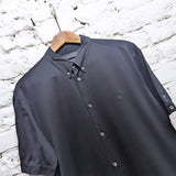 ALEXANDER MCQUEEN 
BLACK JERSEY SHORT SLEEVE SHIRT BUTTON DOWN COLLAR 
SIZE XXL