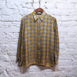 BURBERRY 
VINTAGE 90'S SILK SHIRT CHECK WITH GOLD BUTTONS