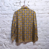 BURBERRY 
VINTAGE 90'S SILK SHIRT CHECK WITH GOLD BUTTONS