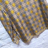 BURBERRY 
VINTAGE 90'S SILK SHIRT CHECK WITH GOLD BUTTONS