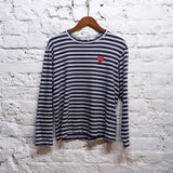 COMME DES GARÇONS 
PLAY BLUE WHITE STRIPE L/S T SHIRT