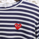 COMME DES GARÇONS 
PLAY BLUE WHITE STRIPE L/S T SHIRT