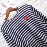 COMME DES GARÇONS 
PLAY BLUE WHITE STRIPE L/S T SHIRT