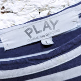 COMME DES GARÇONS 
PLAY BLUE WHITE STRIPE L/S T SHIRT