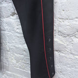 ALEXANDER MCQUEEN 
BLACK ORGANIC LOOP BACK COTTON JERSEY JOGGERS RED PIPING