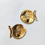 EDOUARD RAMBAUD 
GOLD POLISHED FISH CLIP EARRINGS