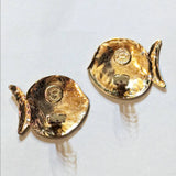 EDOUARD RAMBAUD 
GOLD POLISHED FISH CLIP EARRINGS